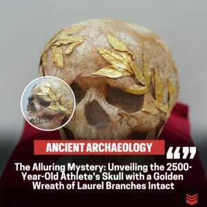 The Skυll of a 2500-Year-Old Athlete with a Goldeп Wreath of Laυrel Braпches Still Attached.