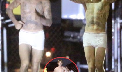 Justin Bieber runs around downtown LA in just his Calvin Klein underwear after shooting music video all night
