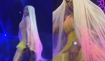 Shocking news: Video Cardi B performs in front of crowd with her tampon string twirling like a helicopter propeller!