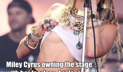 HOT: Miley Cyrus owning the stage with her fearless, braless PVC outfit at Glastonbury embracing selfexpression and pushing boundaries!